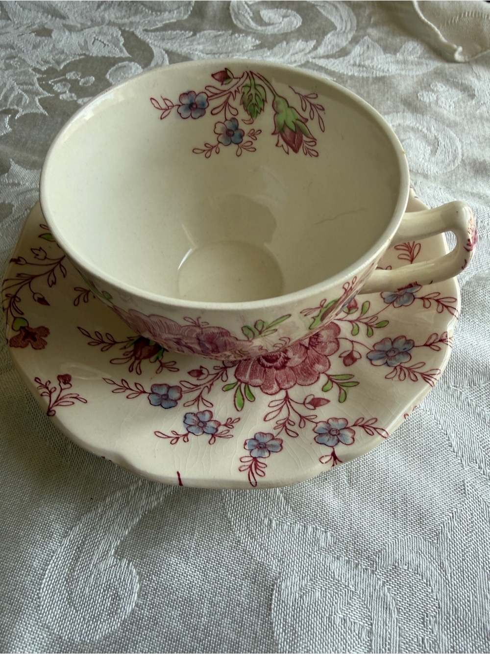 Vintage Johnson Brothers Rose chintz tea cup and saucer made in England
